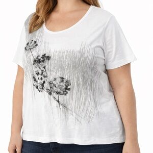 Oleg Cassini Sport White Short Sleeve Top Women’s Size XL NWT